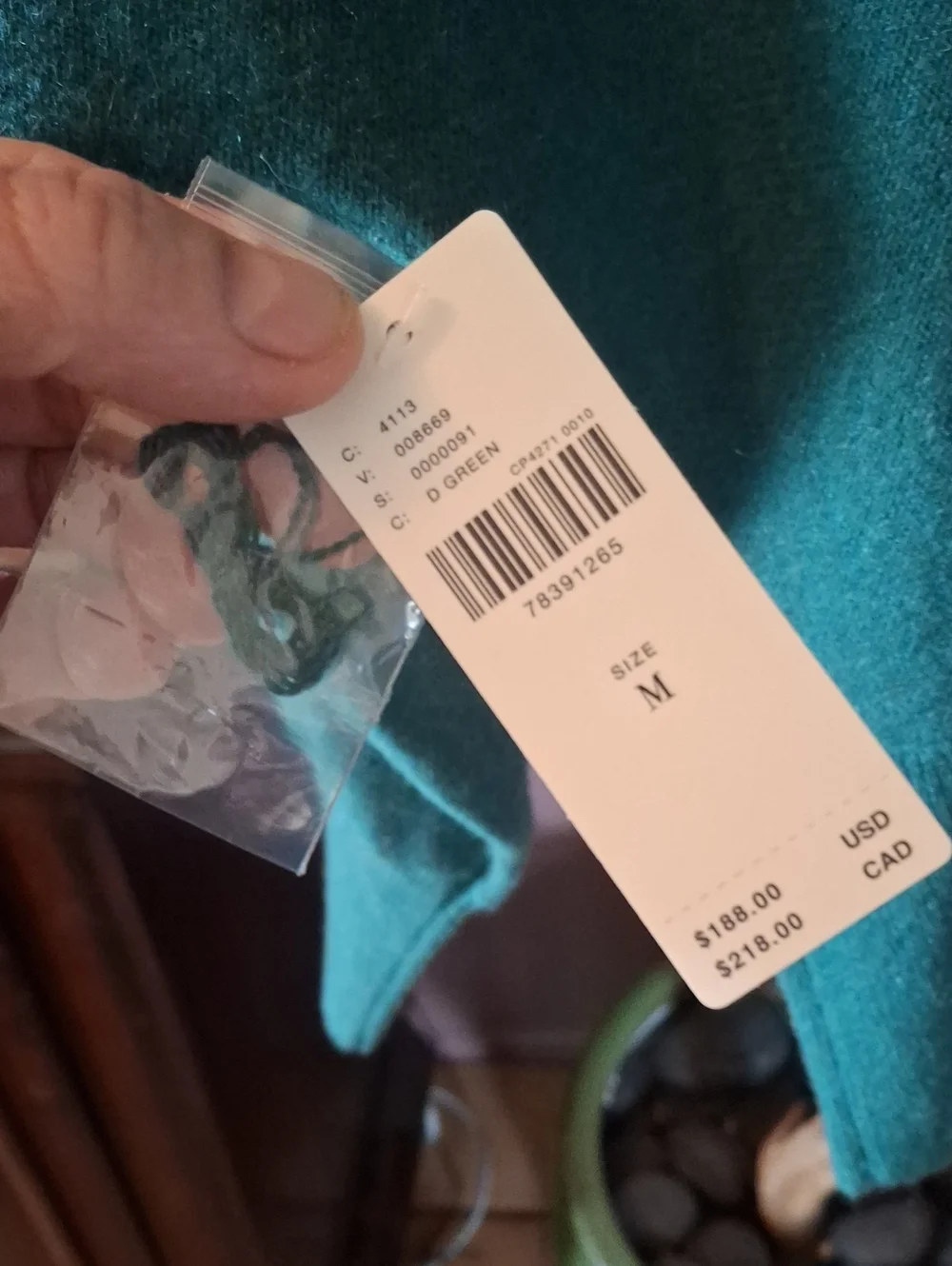 Mauve For Anthropologie Teal V-Neck Sweater for Women Brand New With Tags
